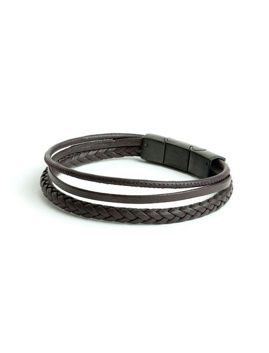 BRACELET GEMINI - CUIR BRUN - TAILLE M-L - 20+1