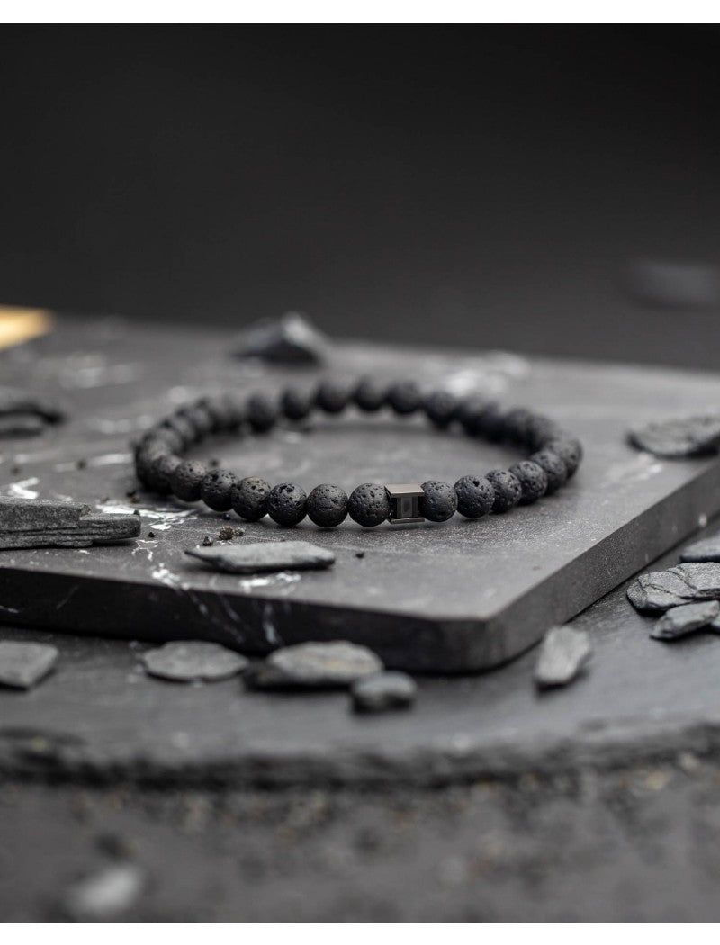 BRACELET GEMINI - PIERRE NATURELLE PIERRE DE LAVE - TAILLE S