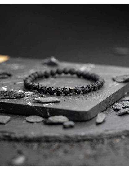 BRACELET GEMINI - PIERRE NATURELLE PIERRE DE LAVE - TAILLE S