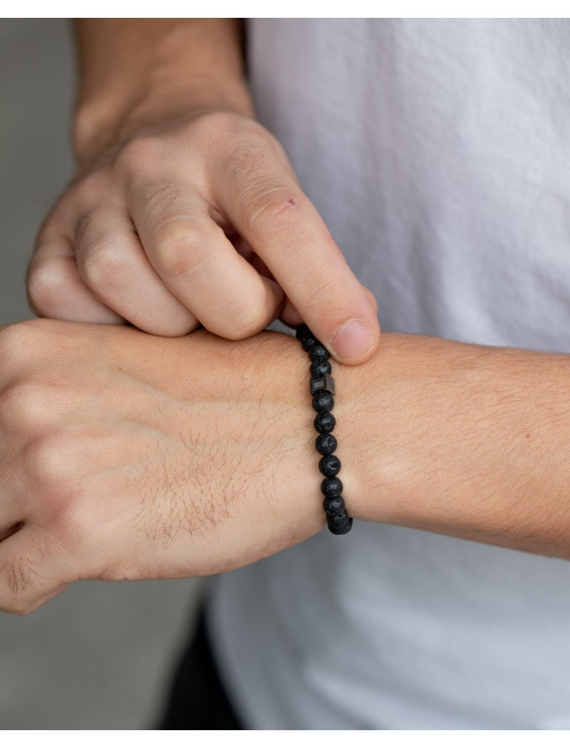 BRACELET GEMINI - PIERRE NATURELLE PIERRE DE LAVE - TAILLE S