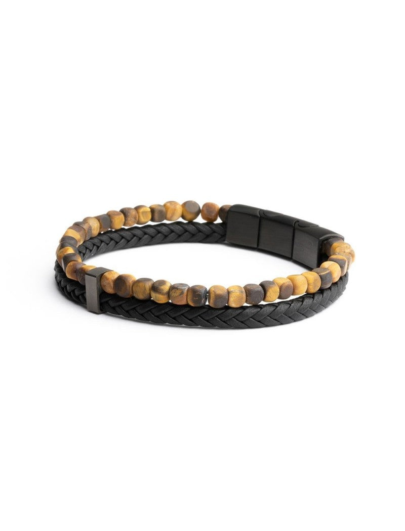 BRACELET GEMINI - PIERRE NATURELLE OEIL DE TIGRE - 18+1 CM