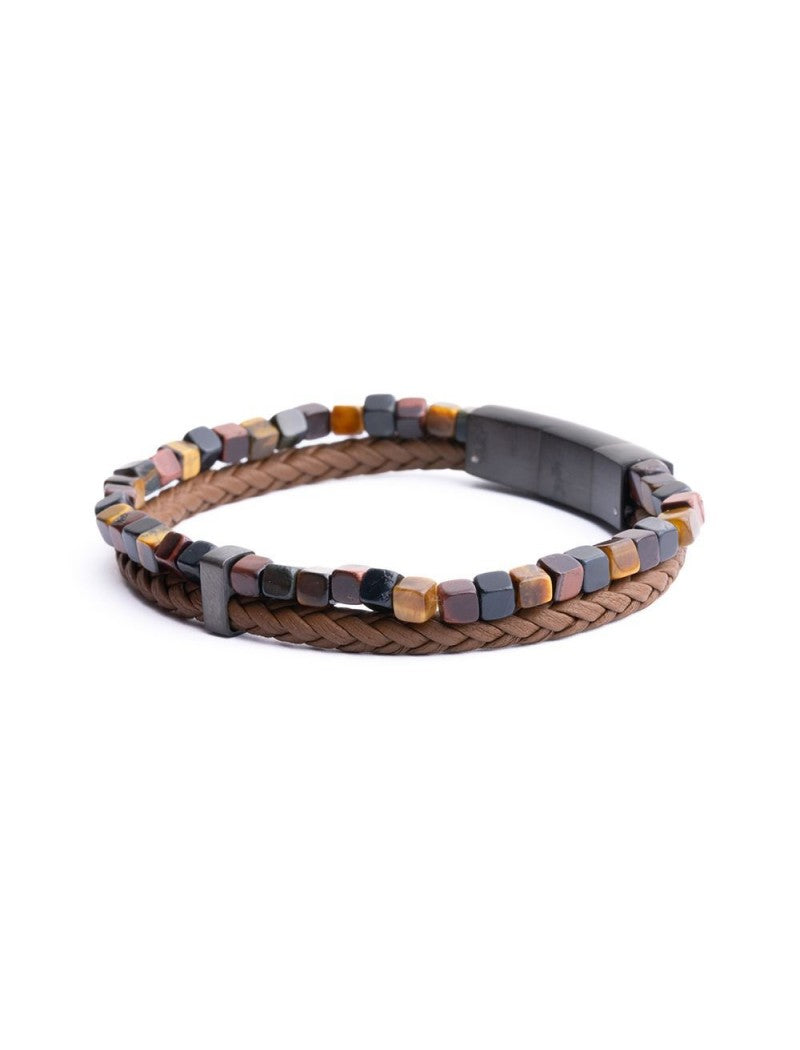 BRACELET GEMINI - PIERRE NATURELLE - OEIL DE TIGRE - 19+2 CM