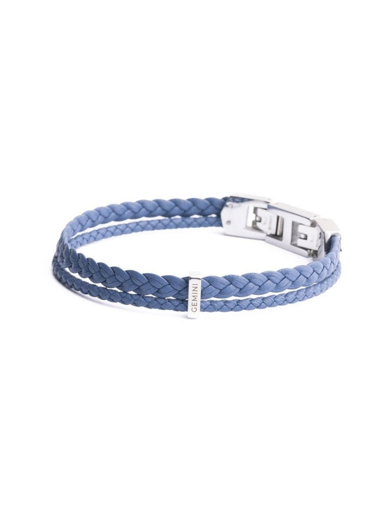 BRACELET GEMINI - CUIR BLEU - 17+2 CM