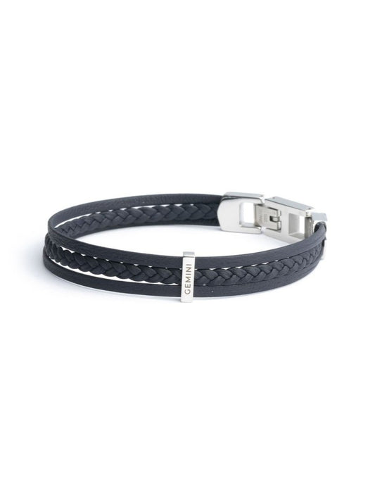BRACELET GEMINI  - CUIR BLEU - 20+2 CM