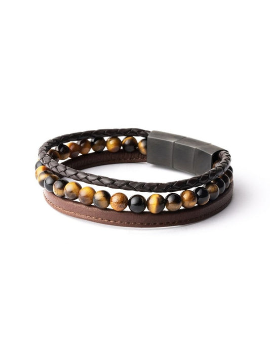 BRACELET GEMINI - PIERRE NATURELLE OEIL DE TIGRE - 21+1 CM