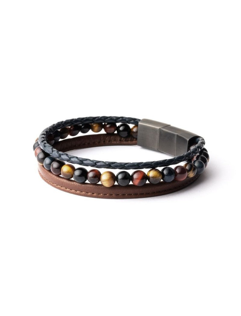 BRACELET GEMINI - PIERRE NATURELLE OEIL DE TIGRE - 19+1 CM
