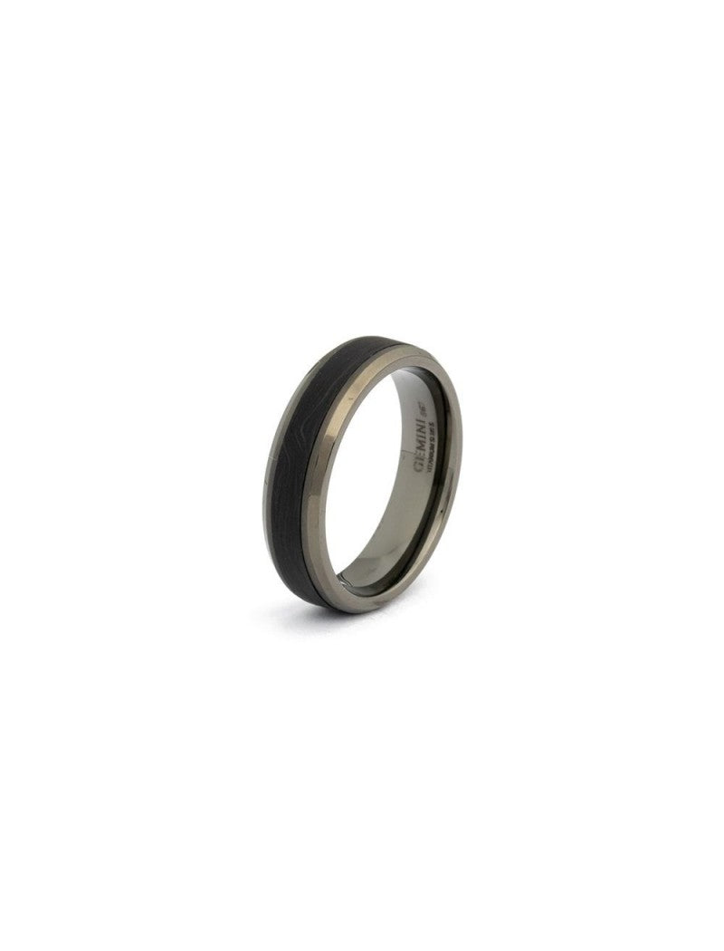 BAGUE - TITANE - PIERRE NATURELLE CARBONE