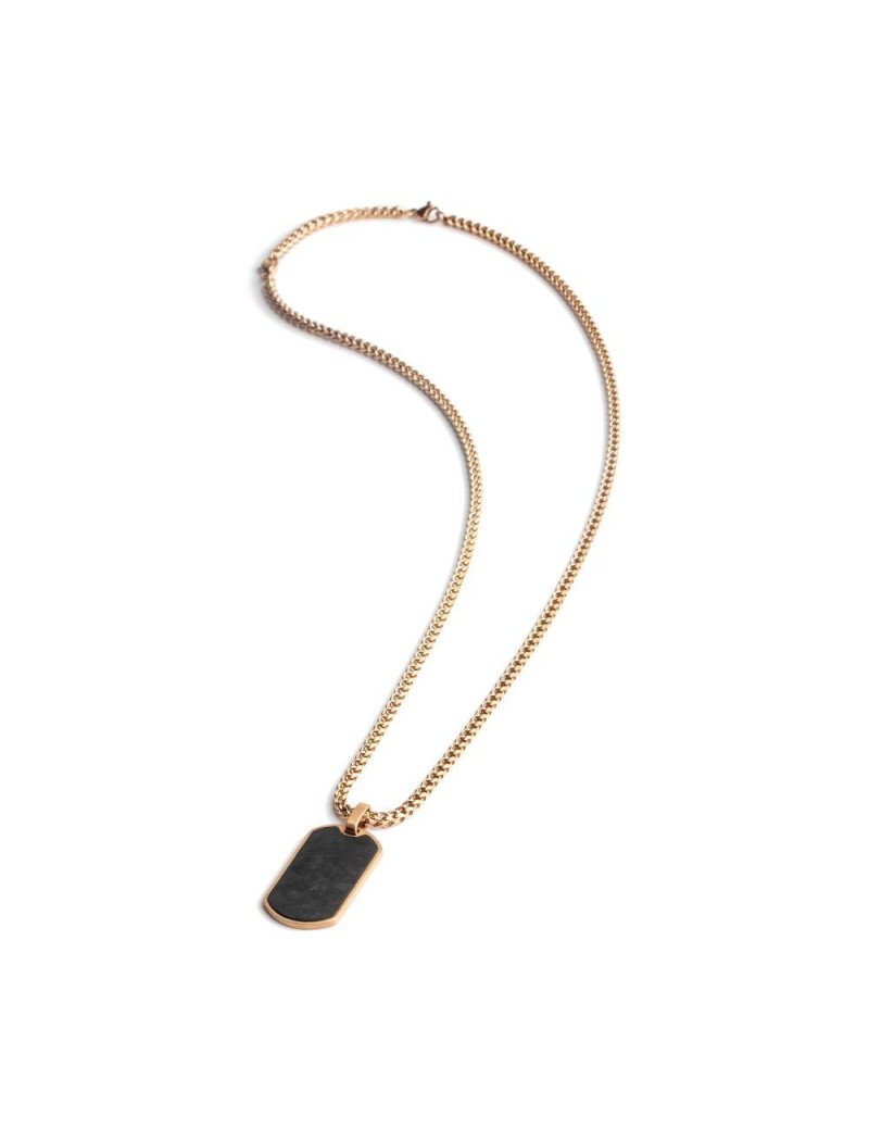 COLLIER GEMINI - PIERRE NATURELLE CARBONE- 60+5 CM
