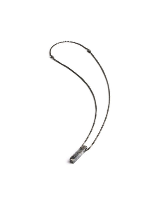 COLLIER GEMINI - PIERRE NATURELLE LARVIKITE - 47+10 CM