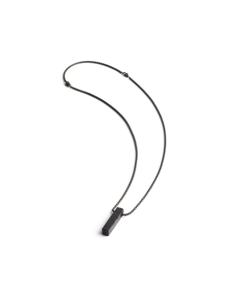 COLLIER GEMINI - PIERRE NATURELLE PIERRE DE LAVE - 47+10 CM