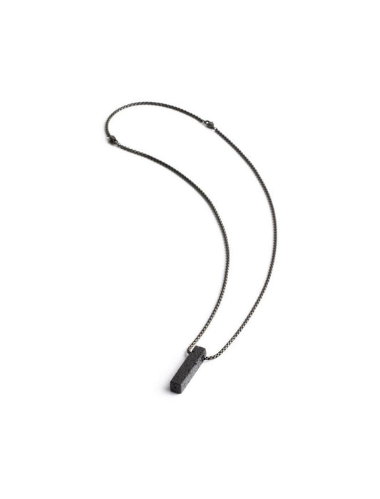 COLLIER GEMINI - PIERRE NATURELLE PIERRE DE LAVE - 47+10 CM