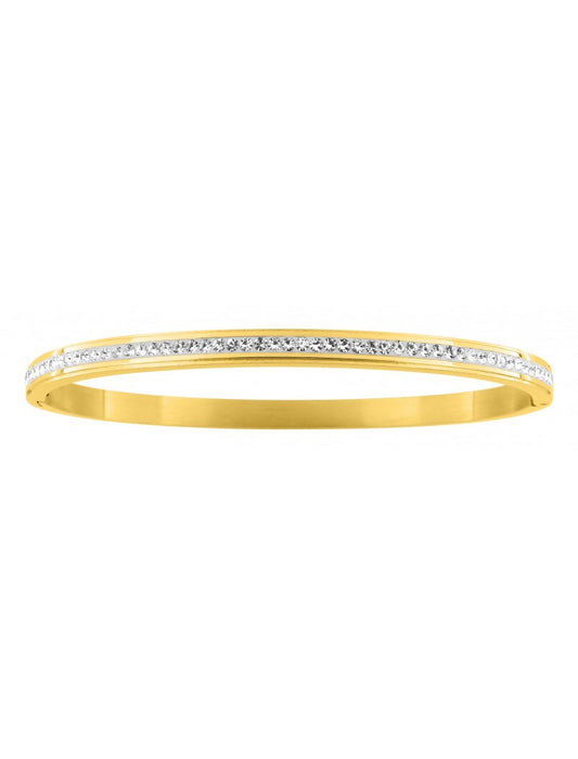 BRACELET - ACIER DORE - JONC - ZIRCONIA