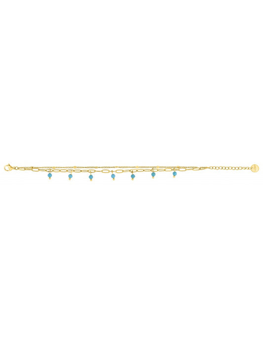BRACELET - ACIER DORE - TURQUOISE SYNTHETIQUE