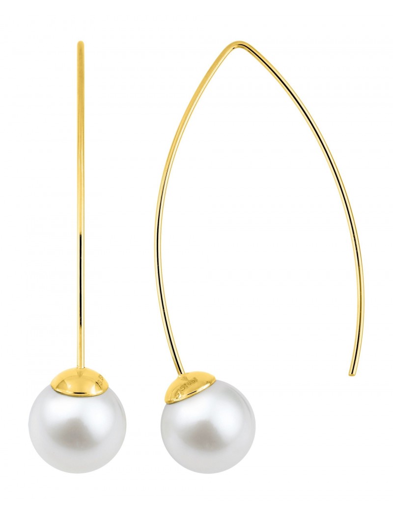 BOUCLES D'OREILLES - ACIER DORE - PERLE SYNTHETIQUE