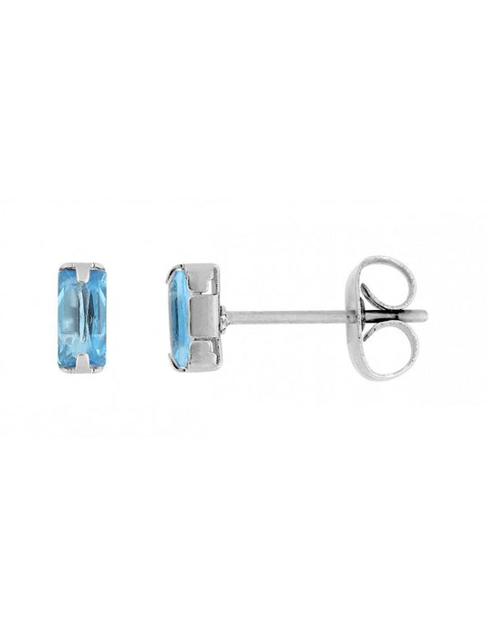 BOUCLES D'OREILLES - ACIER - ZIRCONIA BLEU