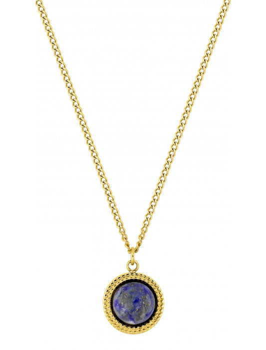 COLLIER - ACIER DORE - LAPIS LAZULI SYNTHETIQUE