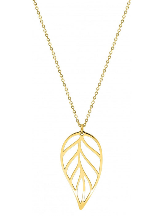 COLLIER - ACIER DORE - FEUILLE