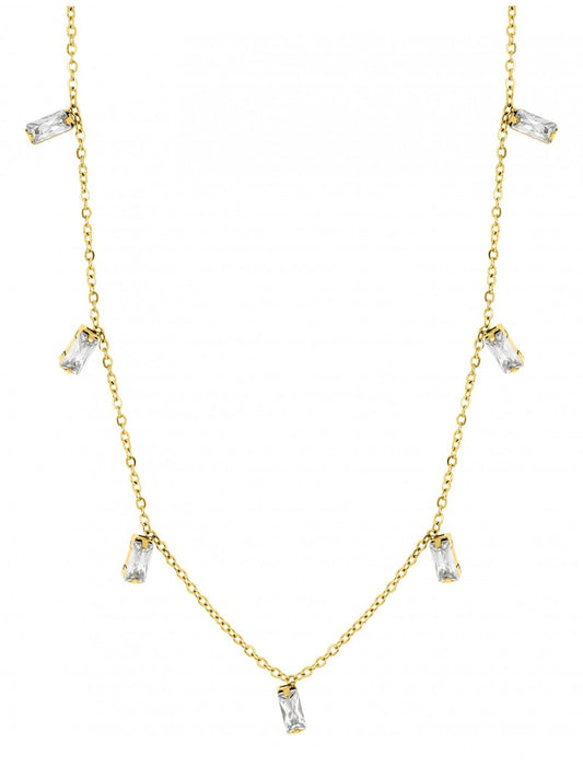 COLLIER - ACIER DORE - ZIRCONIA