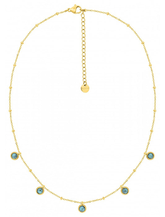 COLLIER - ACIER DORE - TURQUOISE SYNTHETIQUE