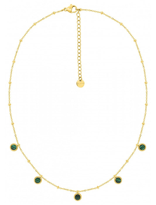 COLLIER - ACIER DORE - MALACHITE SYNTHETIQUE