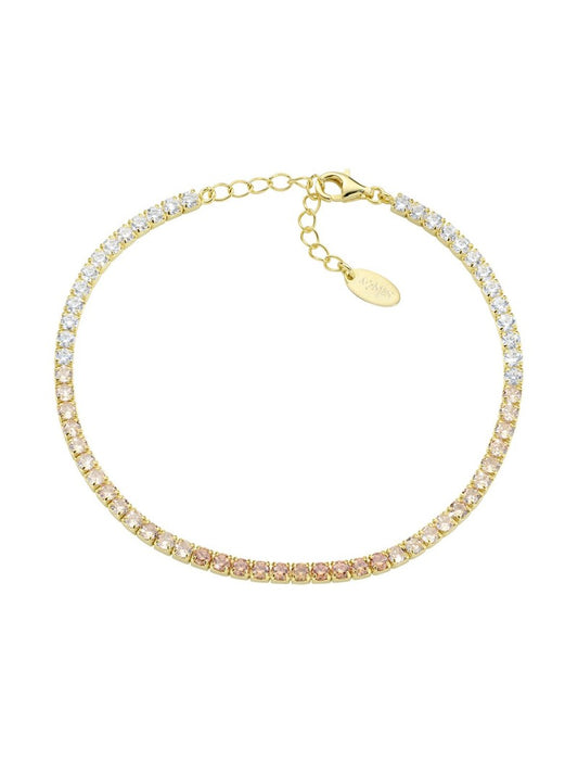 Bracelet en argent sterling avec zircons multicolores jaune-orange et blanc - Or