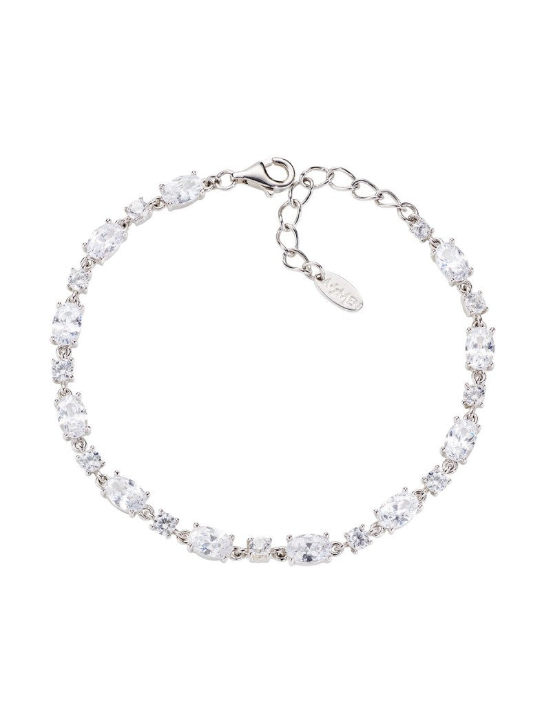 Bracelet en argent sterling avec zircons blancs - Rhodié
