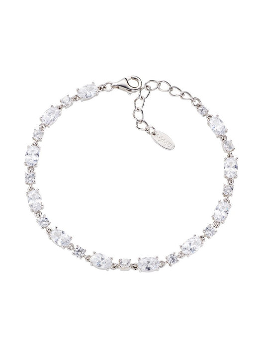 Bracelet en argent sterling avec zircons blancs - Rhodié
