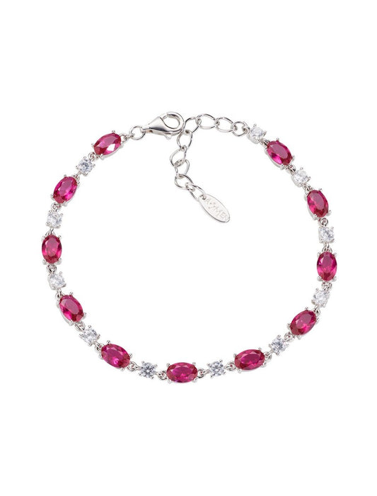 Bracelet en argent 925/1000 avec zircones rouges et blanches - Rhodié