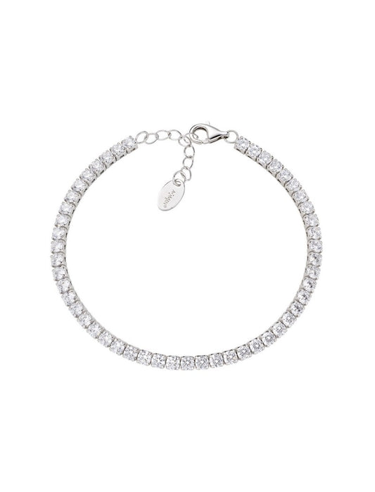 Bracelet en argent sterling avec zircons blancs - Rhodié