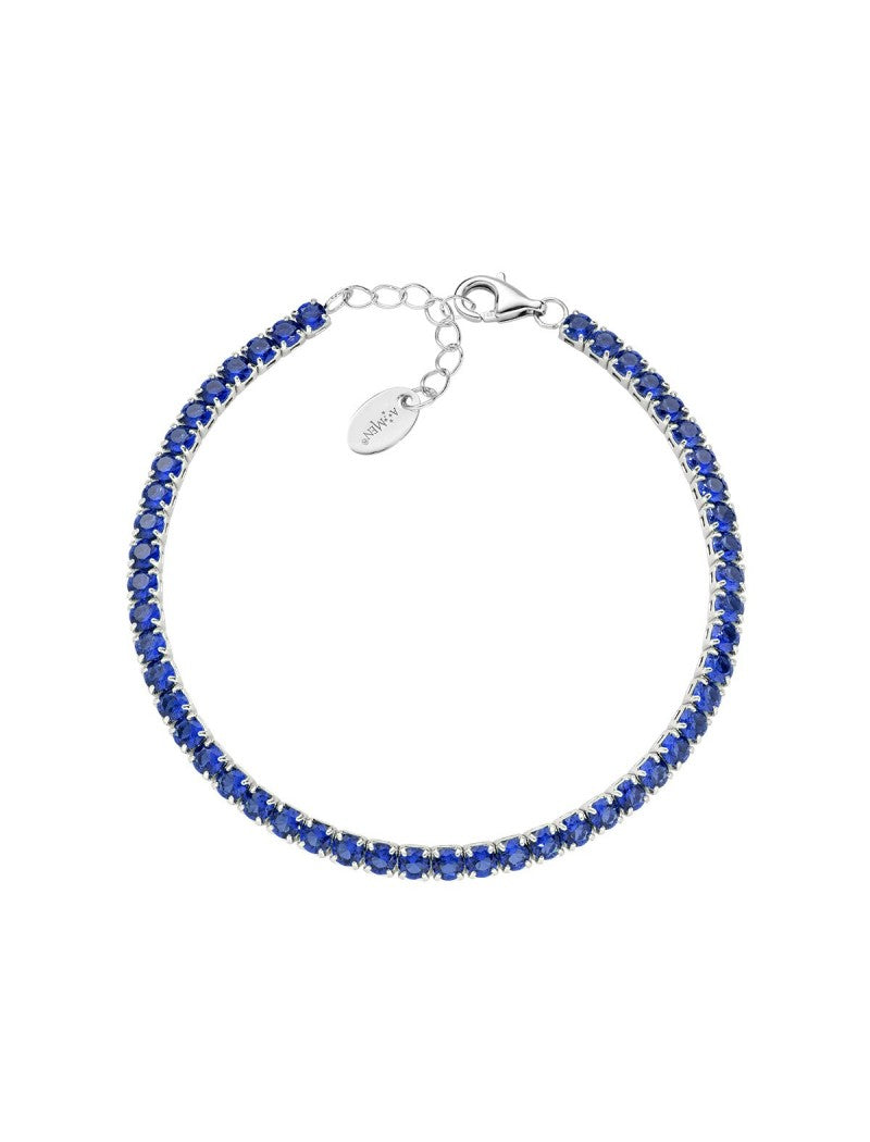 Bracelet en argent sterling avec zircons bleus - Rhodié