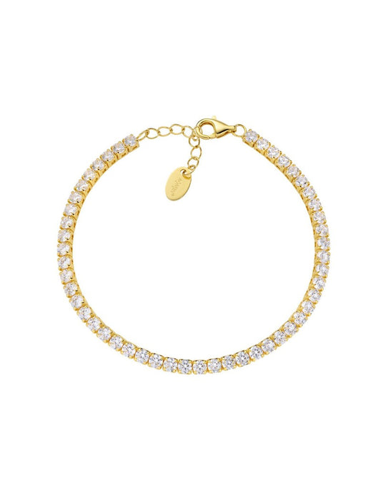 Bracelet en argent sterling avec zircons blancs - Doré