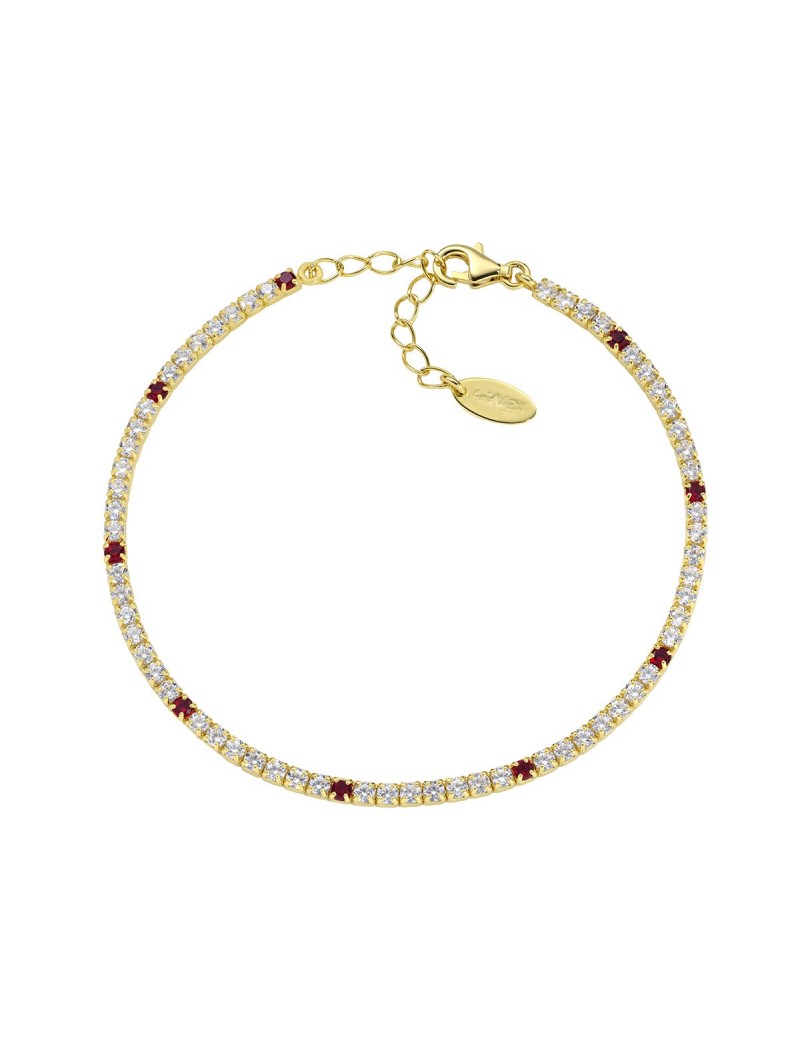 Bracelet en argent sterling avec zircons rouges et blancs - Or
