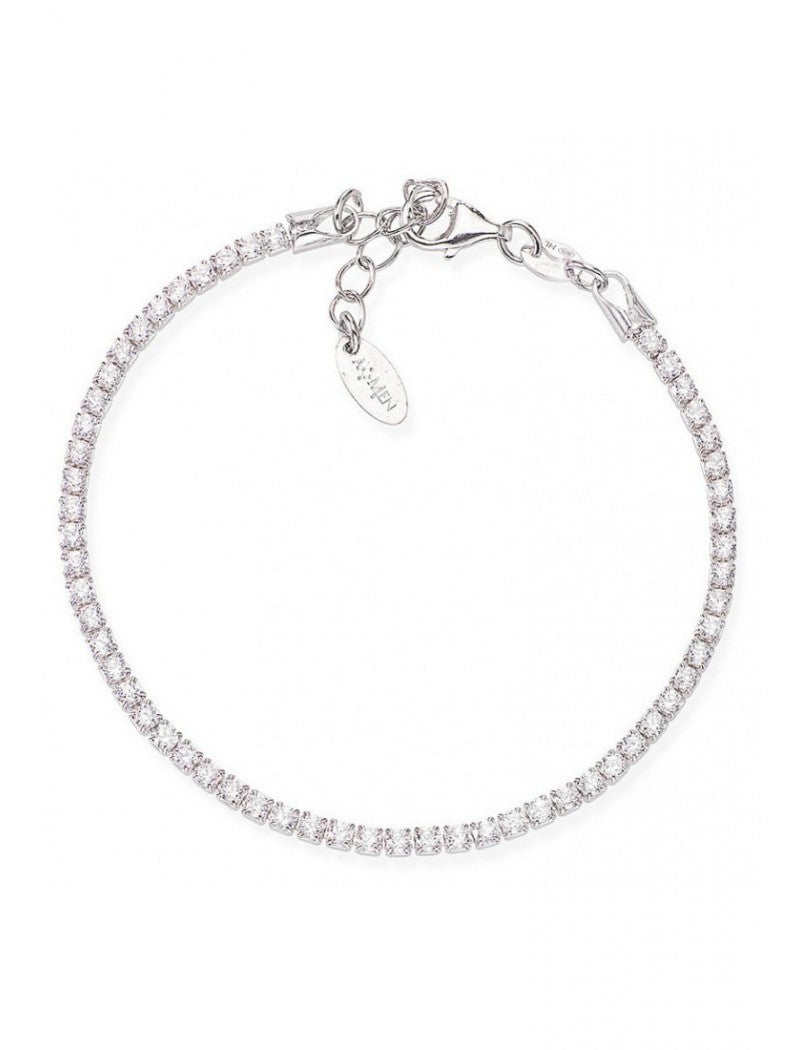 Bracelet en argent 925 et zircons blancs - Rhodié