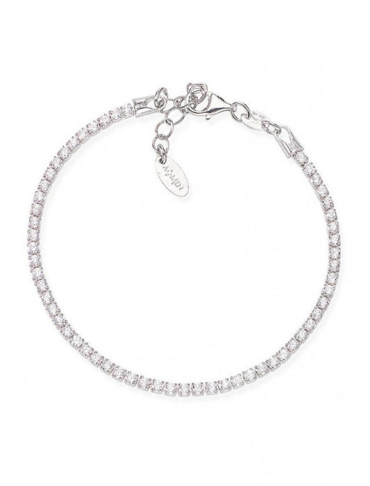 Bracelet en argent 925 et zircons blancs - Rhodié
