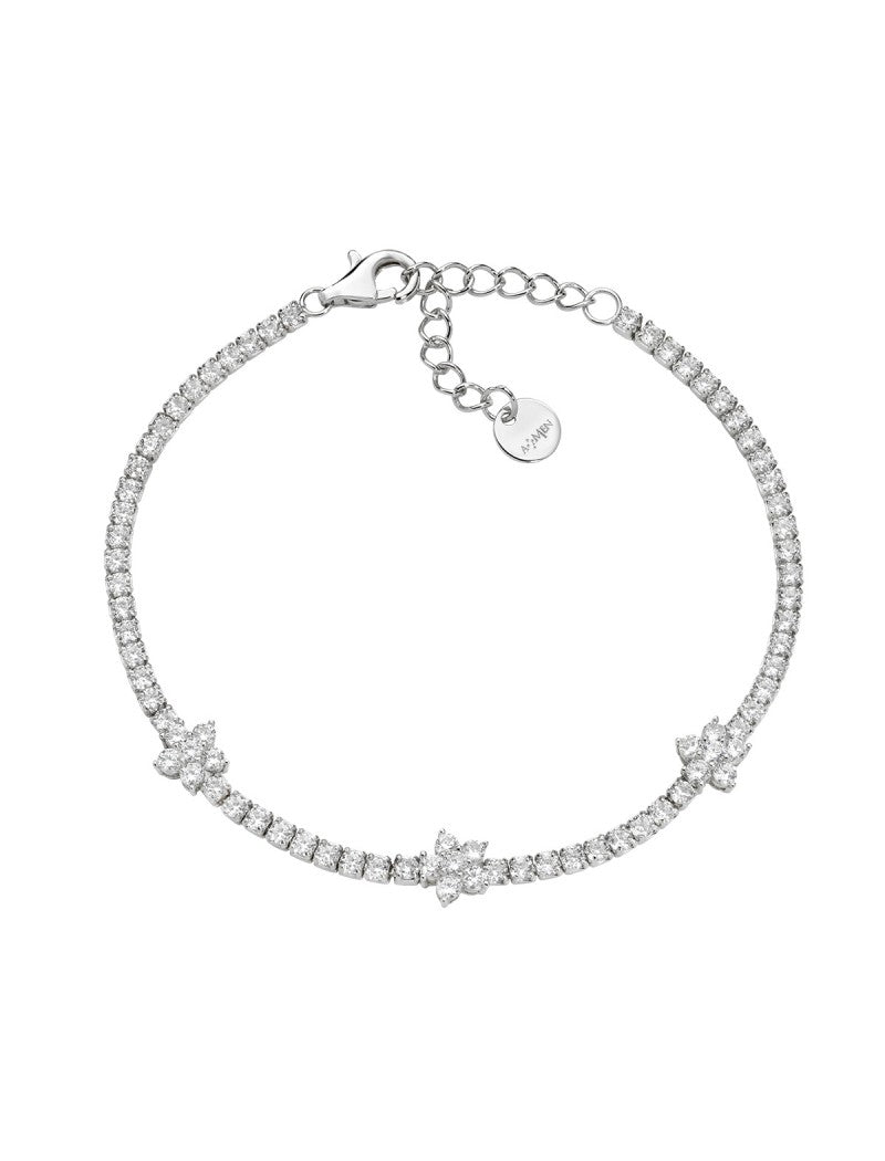 Bracelet en argent sterling avec zircone blanche - Rhodium