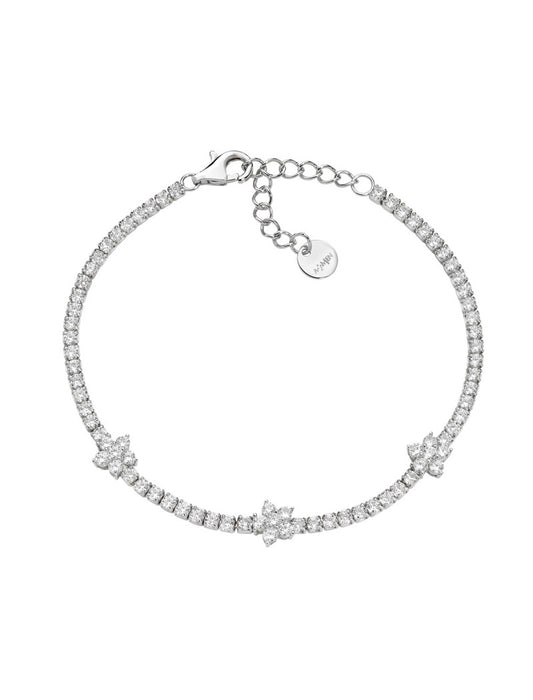 Bracelet en argent sterling avec zircone blanche - Rhodium