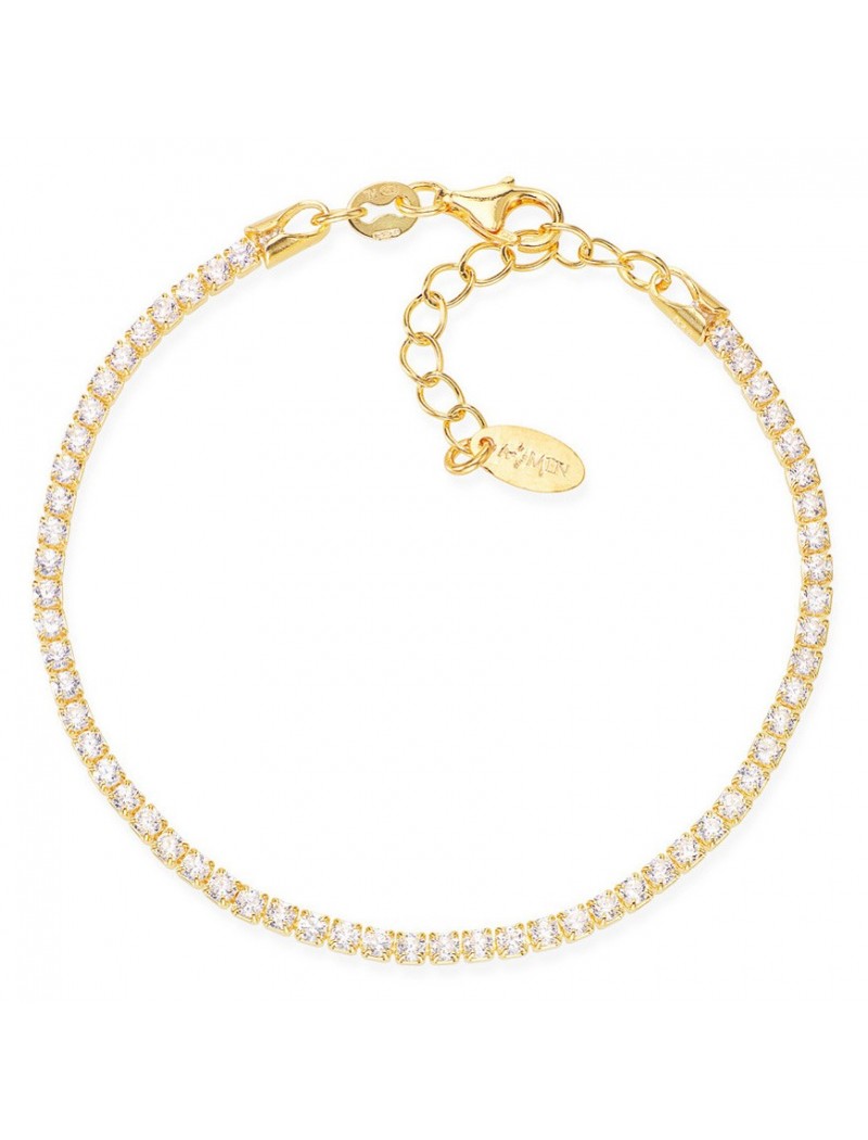 Bracelet en argent massif et zircons blancs - Doré