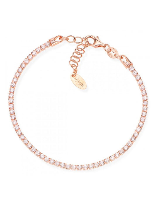 Bracelet en argent 925 et zircons blancs - Rhodié