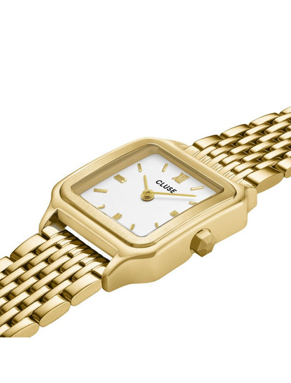 Coffret Montre Gracieuse Petite Acier, Bracelet Epoxy Blanc & Blanc, Couleur Or
