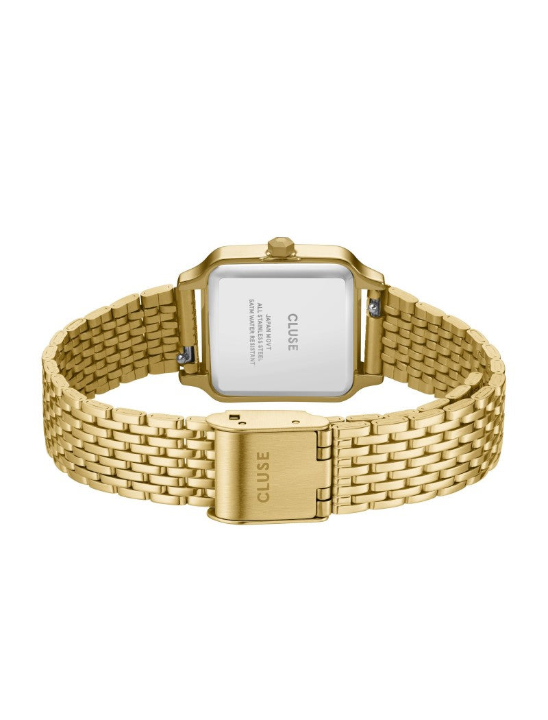 Coffret Montre Gracieuse Petite Acier, Bracelet Epoxy Blanc & Blanc, Couleur Or