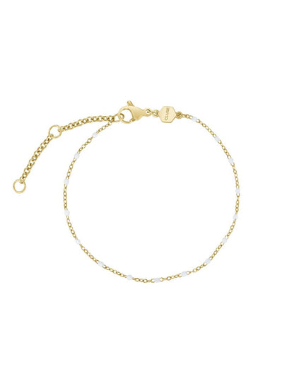 Coffret Montre Gracieuse Petite Acier, Bracelet Epoxy Blanc & Blanc, Couleur Or