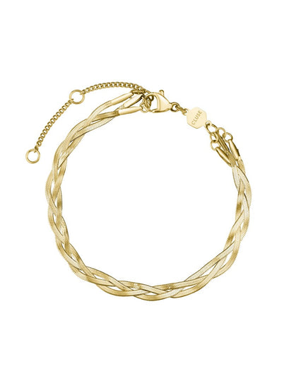 Coffret cadeau Gracieuse Petite Montre Acier, Cerise Foncée & Bracelet Serpent Tressé, Couleur Or