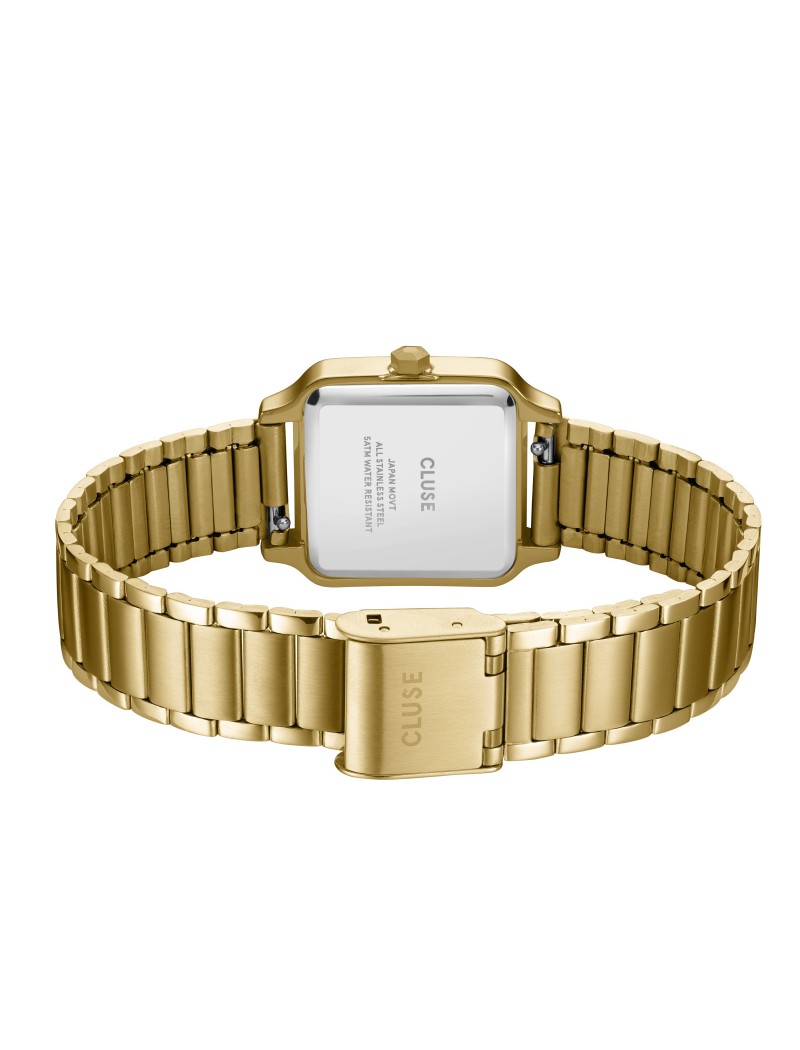 Coffret cadeau Gracieuse Petite Montre Acier, Cerise Foncée & Bracelet Serpent Tressé, Couleur Or