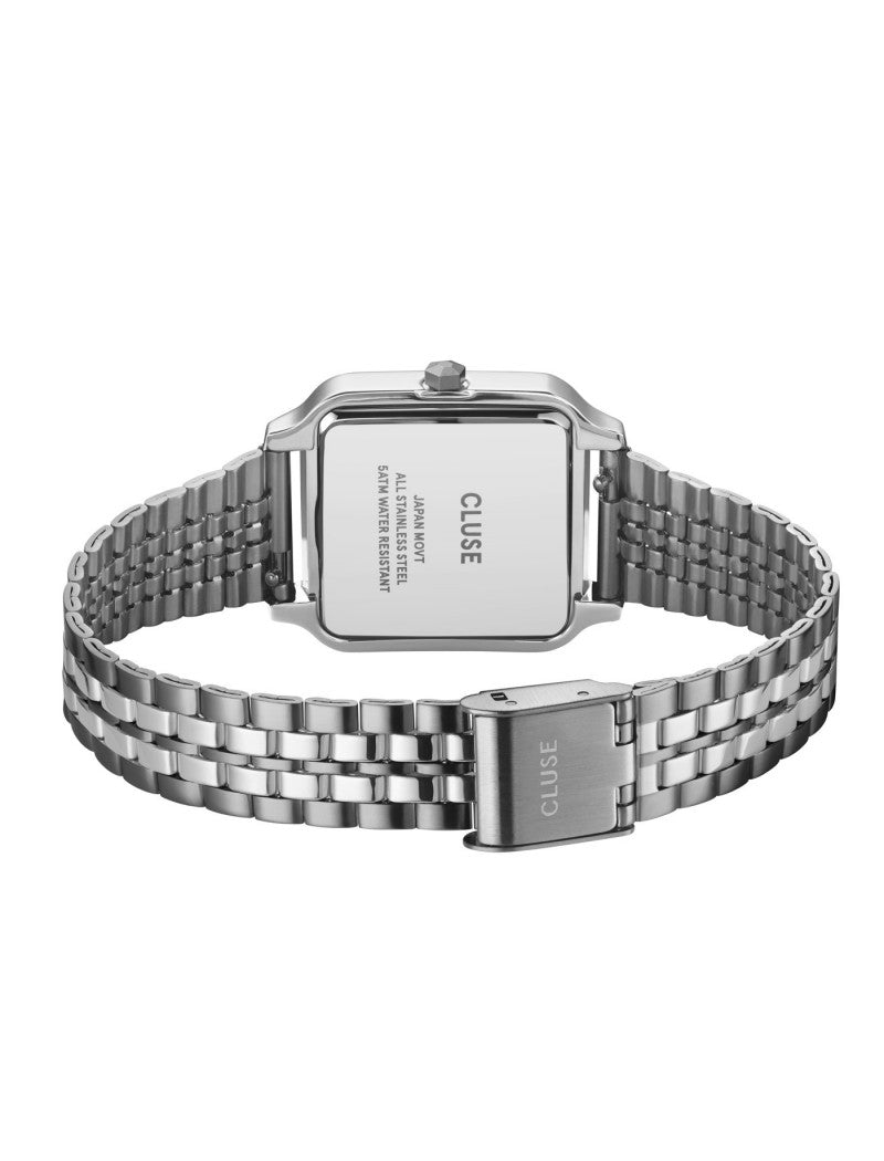 Coffret Montre Gracieuse Acier, Blanc & Bracelet Tennis Élevé, Couleur Argent
