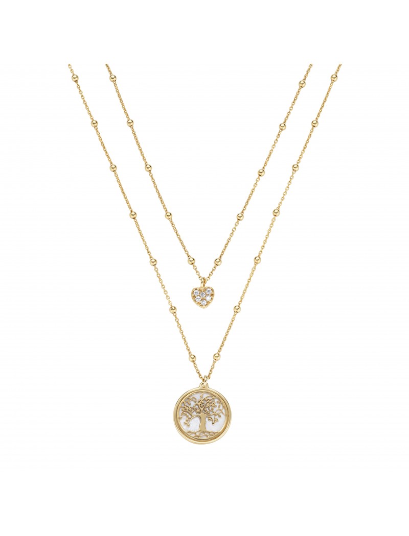 Collier en argent 925/1000 avec nacre et zircone blanche - Doré