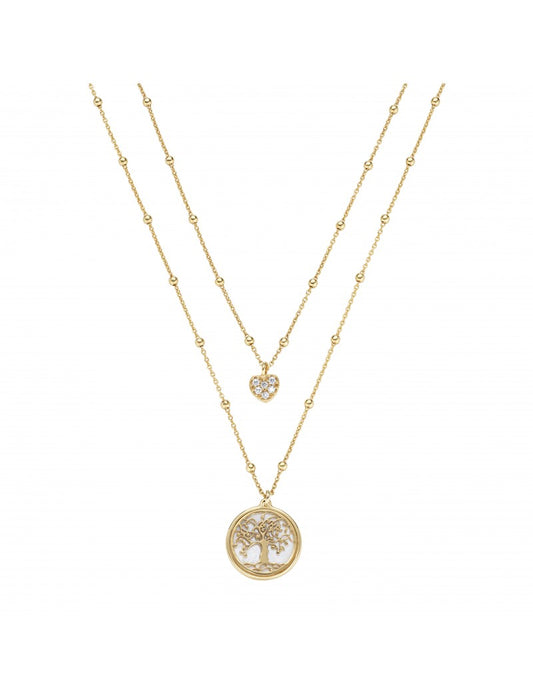 Collier en argent 925/1000 avec nacre et zircone blanche - Doré