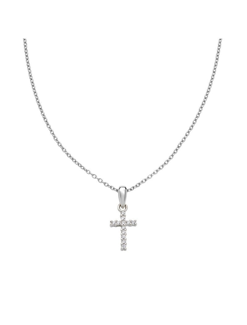 Collier en argent sterling avec zircone blanche - Rhodium
