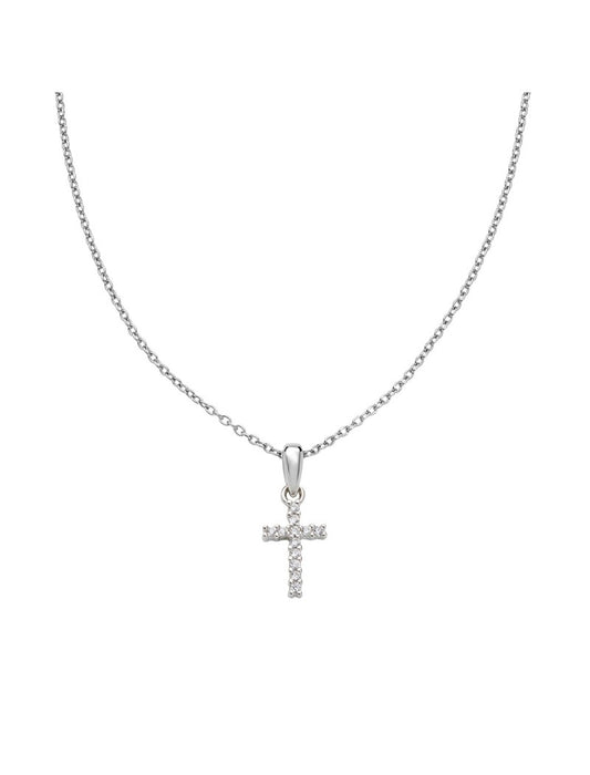 Collier en argent sterling avec zircone blanche - Rhodium