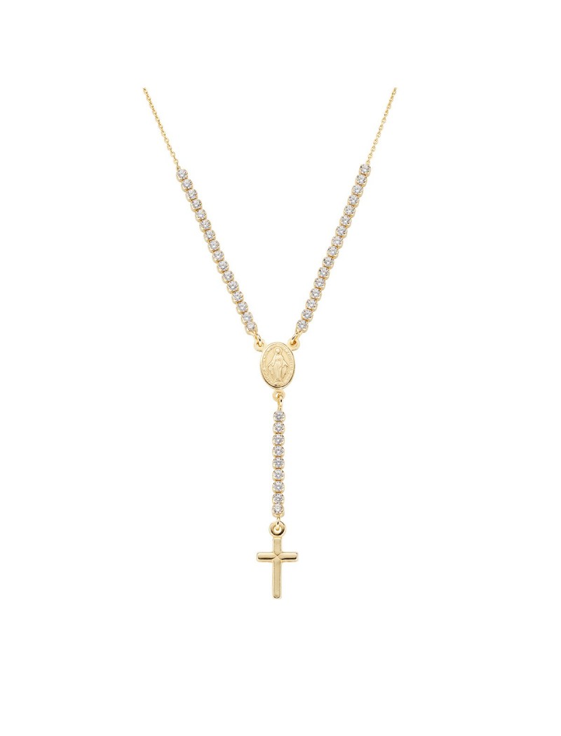 Collier en argent sterling avec zircons blancs - Doré