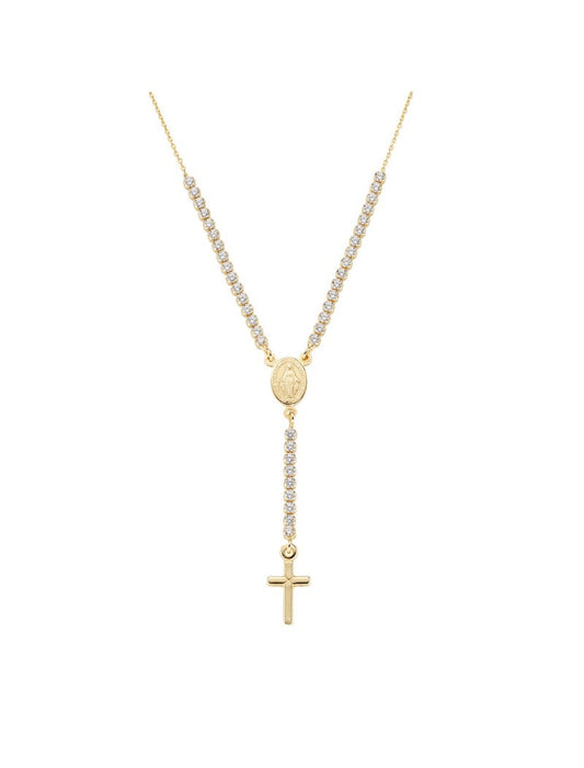 Collier en argent sterling avec zircons blancs - Doré